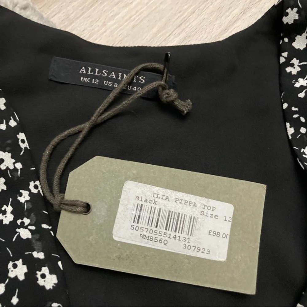 NWT AllSaints Ilia Pippa peplum top. Uk 12/US 8. - Picture 3 of 7